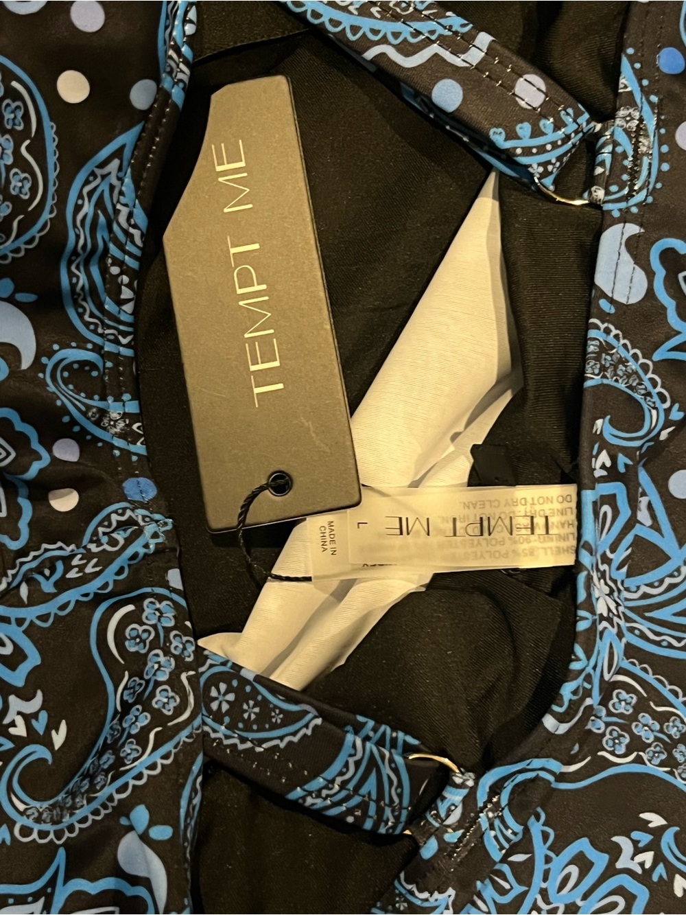 Size Large Tankini Black with Blue Paisley NWT - Picture 4 of 4